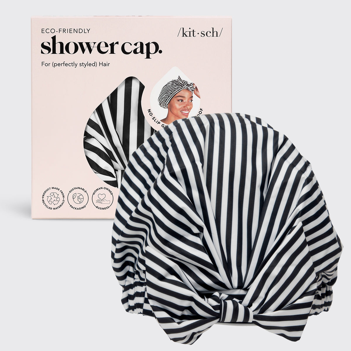 Stripe Satin Shower Cap KITSCH