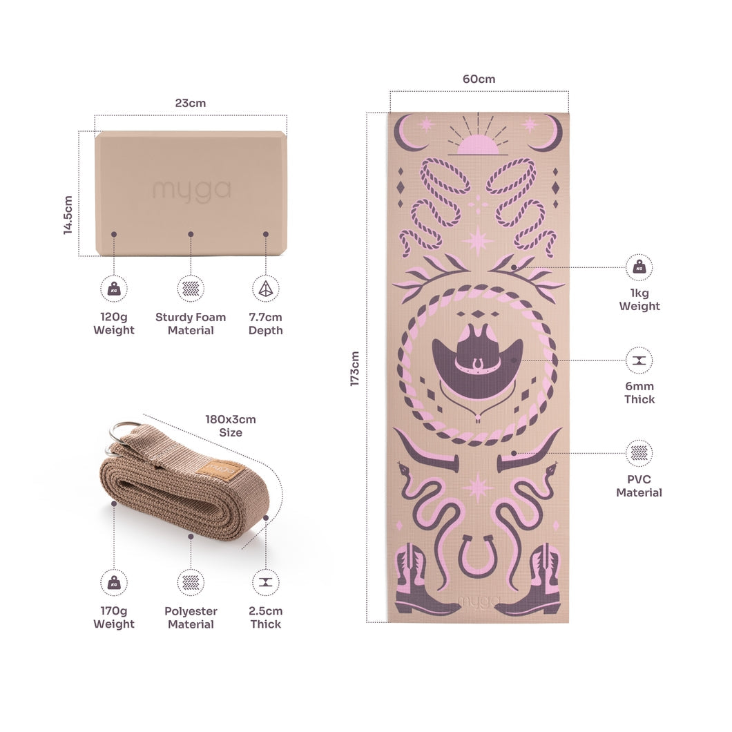 Printed Yoga Starter Kit - Cow Girl Myga Eco