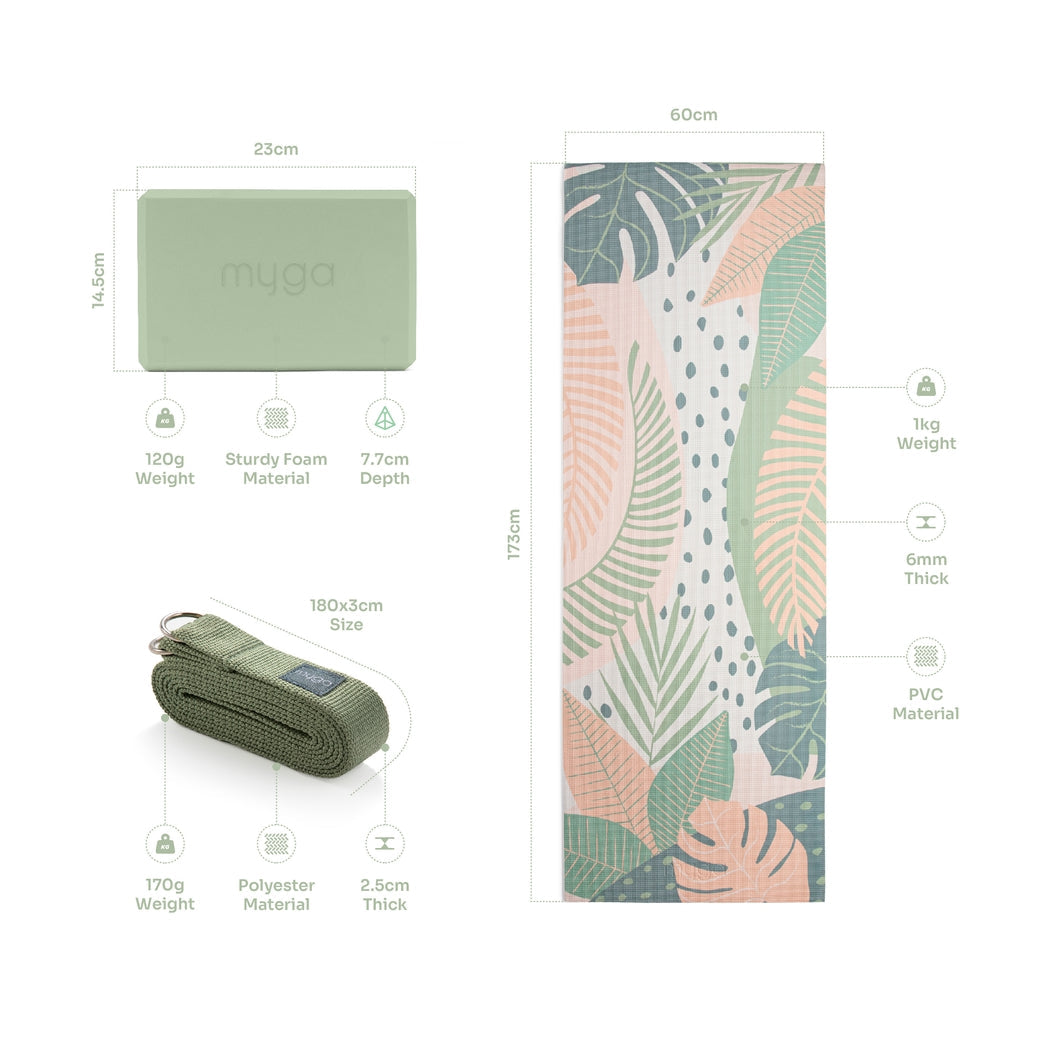 Printed Yoga Starter Kit - Palm Sugarmat