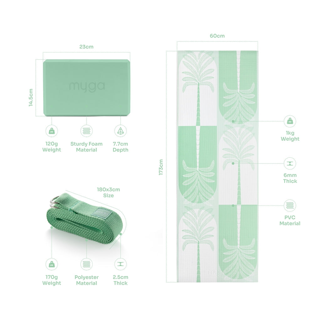 Printed Yoga Starter Kit - Sage Palm Myga Eco