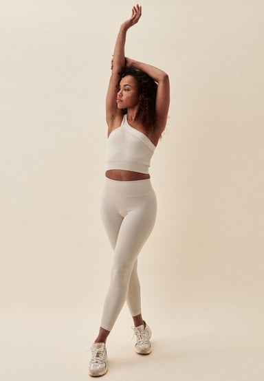 Ribbed Seamless One Shoulder Bra - Marshmallow Sisterly Tribe