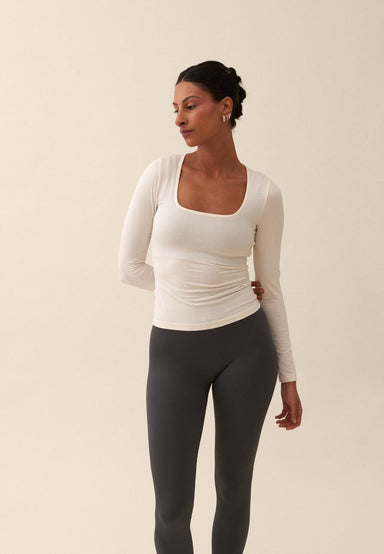Soft Square Neck Long Sleeve Top - Off White Sisterly Tribe