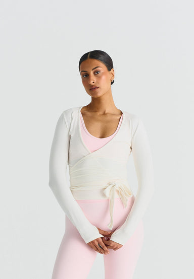 Soft Ballet Wrap Top - Off White Sisterly Tribe