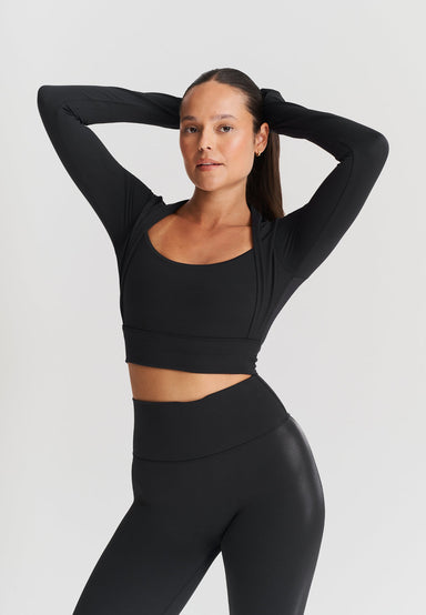 Softsculpt Bolero Long Sleeve Top - Black Sisterly Tribe