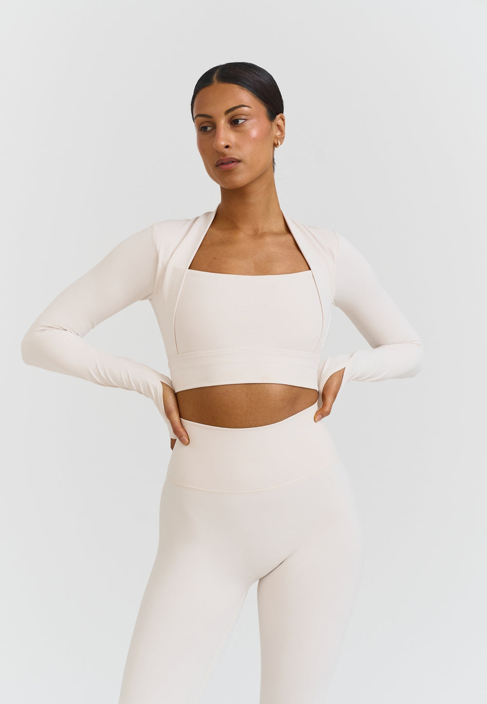 Softsculpt Bolero Long Sleeve Top - Marshmallow Sisterly Tribe