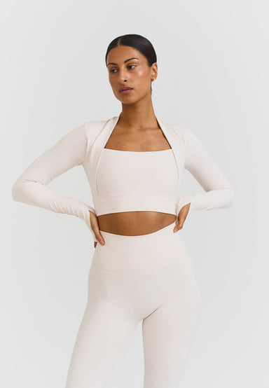 Softsculpt Bolero Long Sleeve Top - Marshmallow Sisterly Tribe