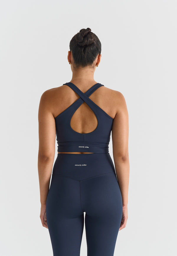 Softsculpt V-Neck Cross Back Bra - Navy Sisterly Tribe