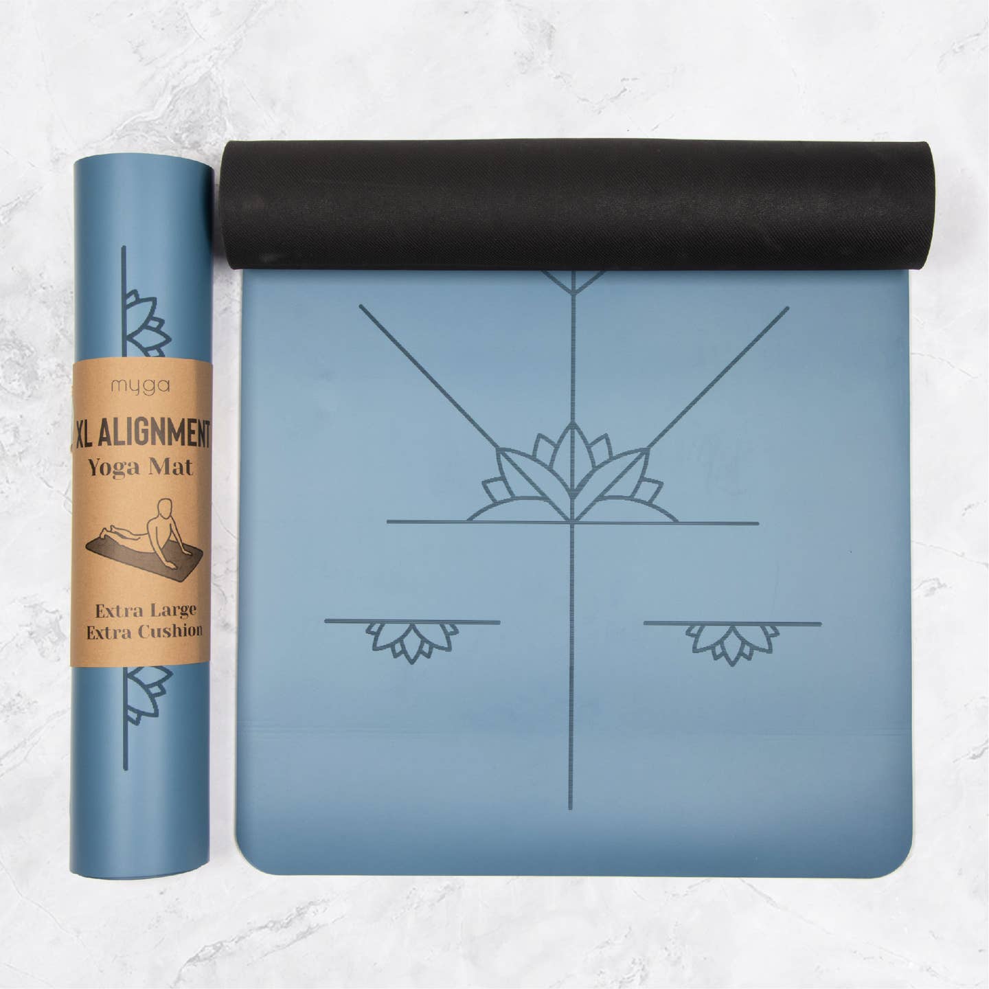 XL Alignment Yoga Mat 6MM - 205CM x 70CM Myga Eco