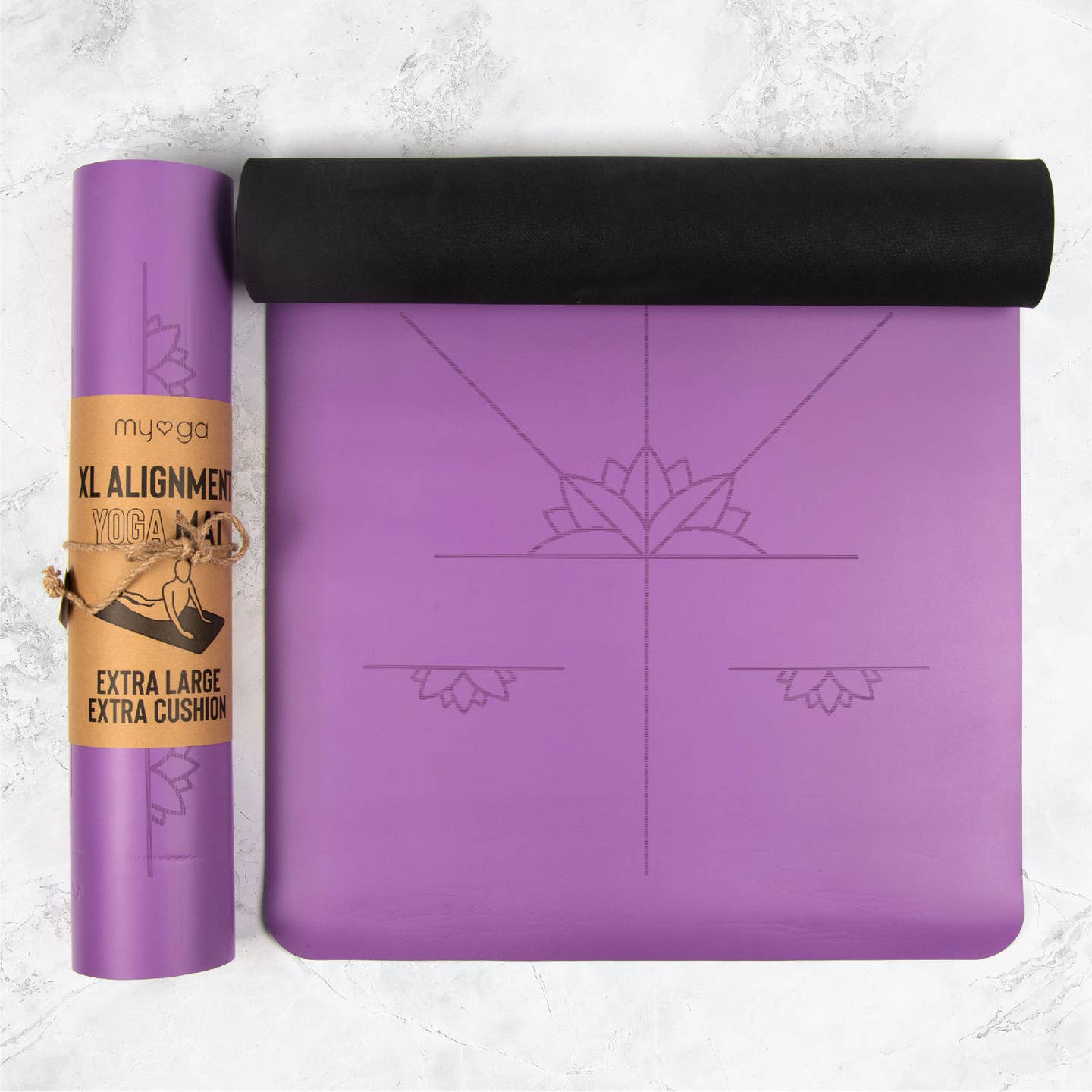 XL Alignment Yoga Mat 6MM - 205CM x 70CM Myga Eco