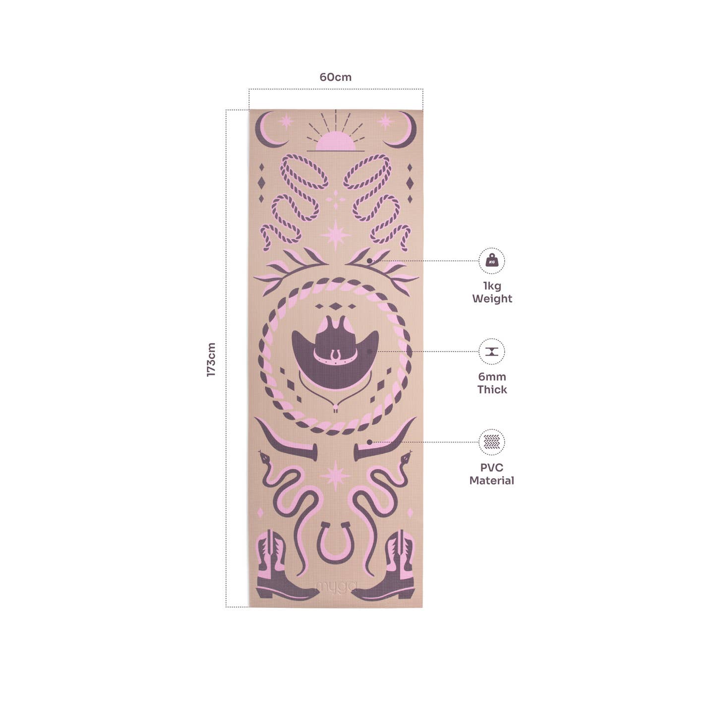 Printed Yoga Mat 6MM - Cowgirl Myga Eco