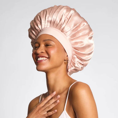 Adjustable Oversized Satin Bonnet- Blush KITSCH