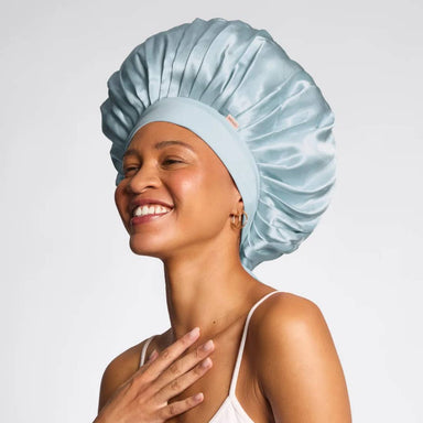 Adjustable Oversized Satin Bonnet- Haze Blue KITSCH