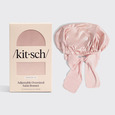 Adjustable Oversized Satin Bonnet- Blush KITSCH
