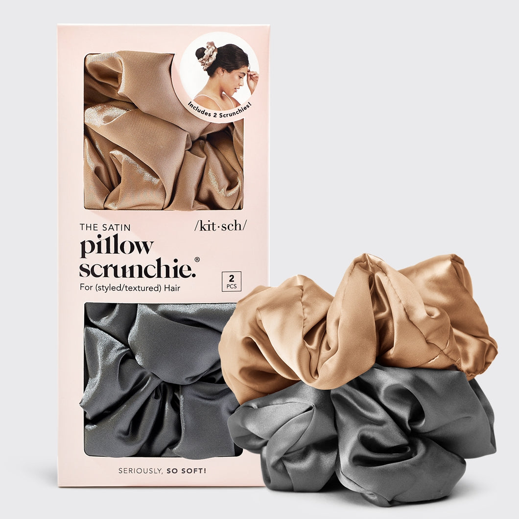 Satin Sleep Pillow Scrunchies - Charcoal/Gold KITSCH