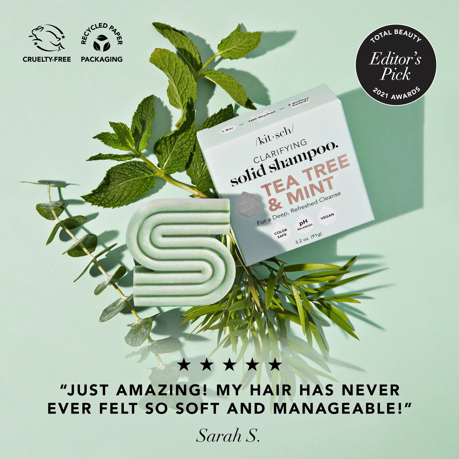 Clarifying Shampoo Bar - Tea Tree & Mint KITSCH