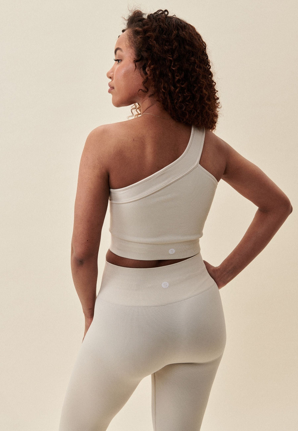 Ribbed Seamless One Shoulder Bra - Marshmallow Sisterly Tribe