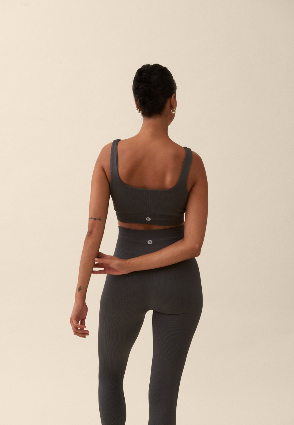 Ribbed Seamless Square Neck Bra - Asphalt Grey Sisterly Tribe