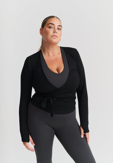 Soft Ballet Wrap Top - Black Sisterly Tribe