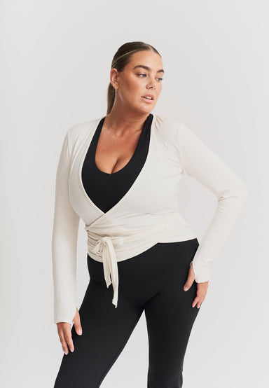 Soft Ballet Wrap Top - Off White Sisterly Tribe