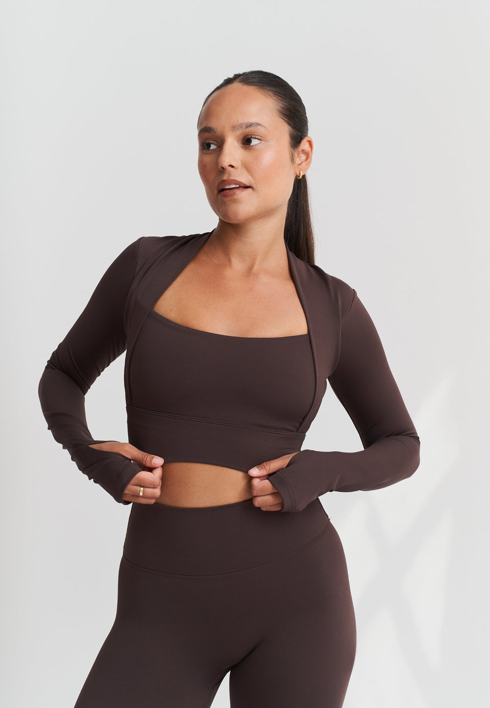 Softsculpt Bolero Long Sleeve Top - Espresso Sisterly Tribe