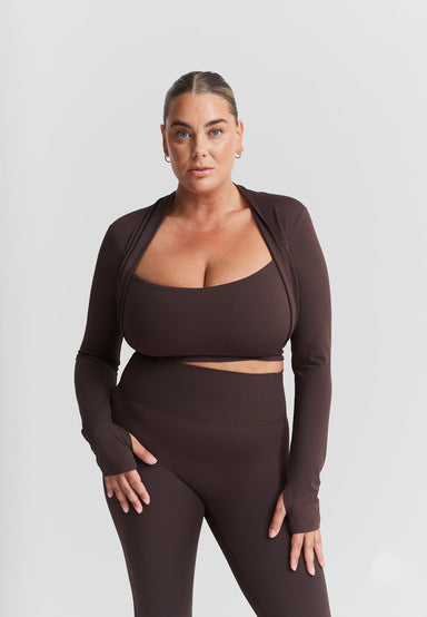 Softsculpt Bolero Long Sleeve Top - Espresso Sisterly Tribe