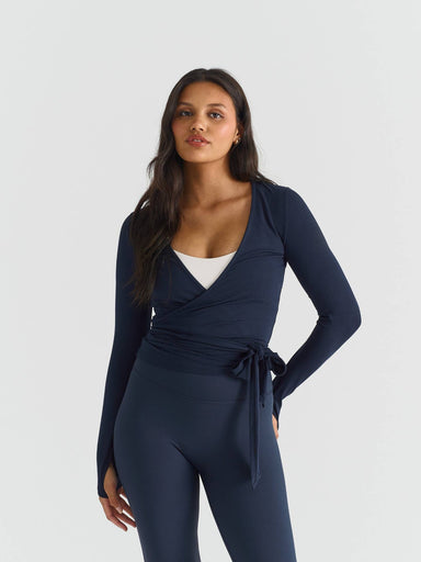 Soft Ballet Wrap Top - Navy Sisterly Tribe