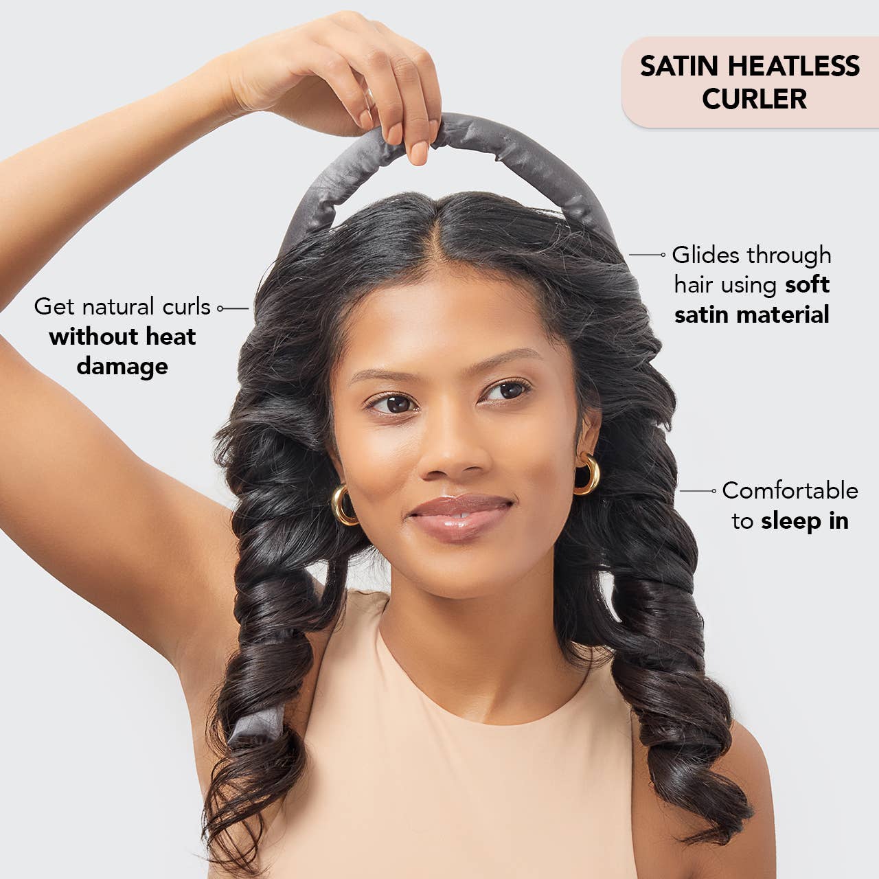 Heatless Hair Curler in Satin - Charcoal KITSCH