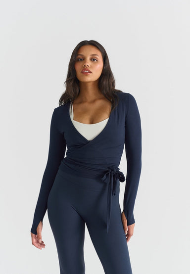 Soft Ballet Wrap Top - Navy Sisterly Tribe